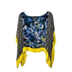 EUC HARARI 100% Silk Floral Poncho -‎ OS